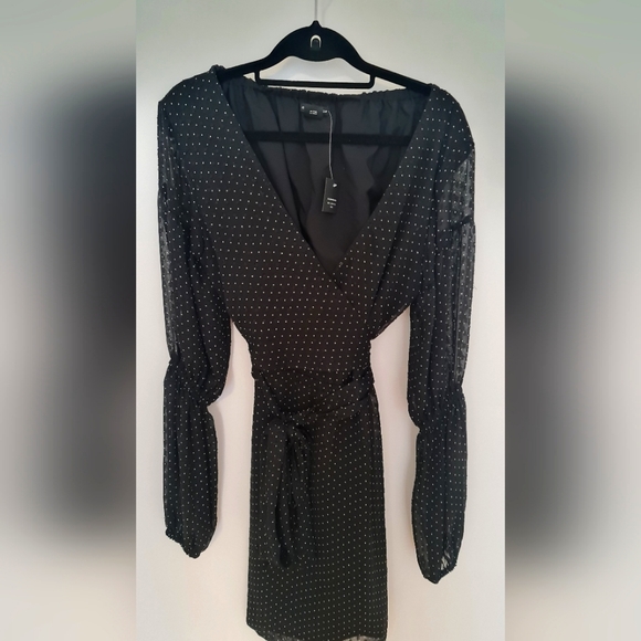 Cluc Monaco Jowdie Pokadot Wrap Dress Sz 0 - Picture 1 of 4